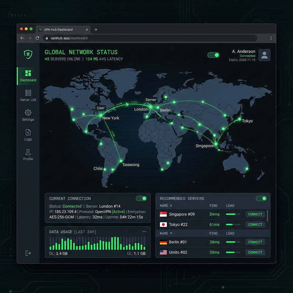 Secure VPN Dashboard